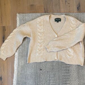 American Eagle Outfitters Cream Cable Knit Cardigan